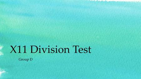 X11 Division Test Group D.