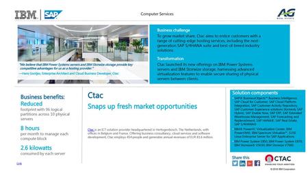 Ctac Snaps up fresh market opportunities Business benefits: Reduced