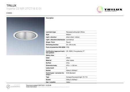 TRILUX Inperla C2 MR 2TCT18 E Description - Luminaire type