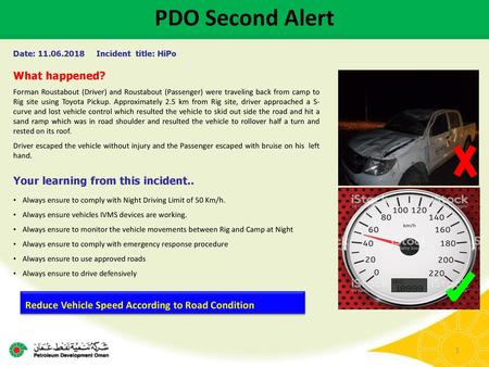 PDO Second Alert What happened? Your learning from this incident..