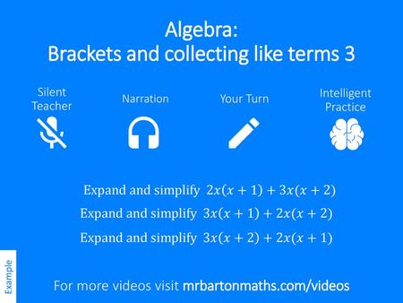Algebra: Brackets and collecting like terms 3