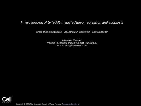 In vivo imaging of S-TRAIL-mediated tumor regression and apoptosis