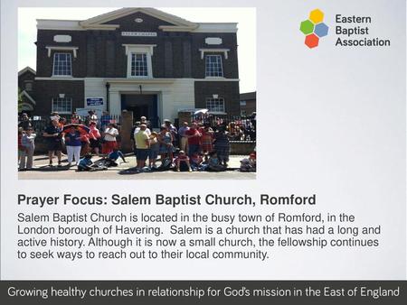 Prayer Focus: Salem Baptist Church, Romford