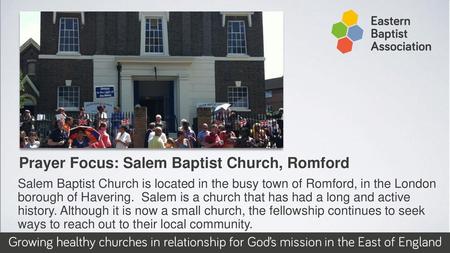 Prayer Focus: Salem Baptist Church, Romford