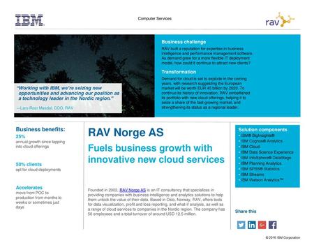 RAV Norge AS Fuels business growth with innovative new cloud services