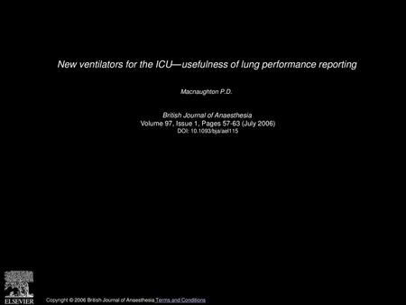 New ventilators for the ICU—usefulness of lung performance reporting