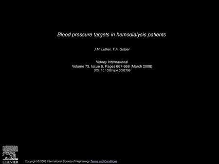 Blood pressure targets in hemodialysis patients