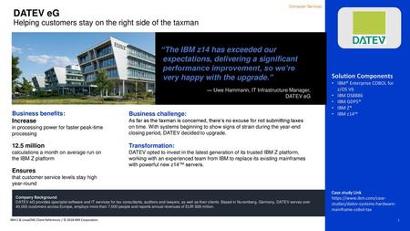 DATEV eG Helping customers stay on the right side of the taxman