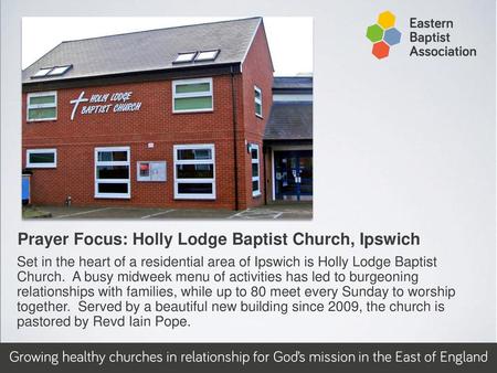 Prayer Focus: Holly Lodge Baptist Church, Ipswich