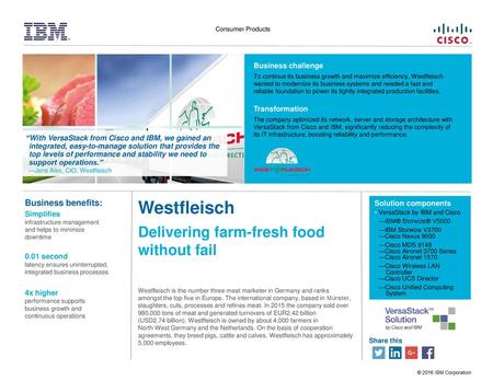 Westfleisch Delivering farm-fresh food without fail Business benefits: