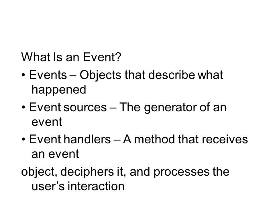 Objects and Events