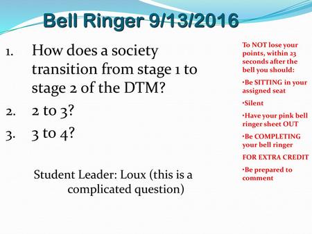Student Leader: Loux (this is a complicated question)