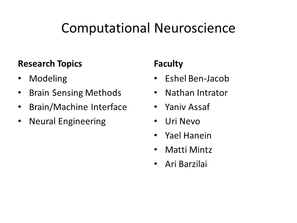 Computational Neuroscience Research Topics Modeling Brain Sensing 