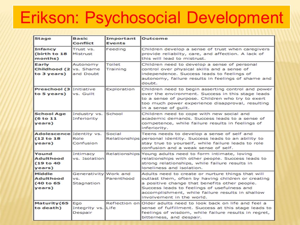 Erik Erikson Theory Chart - Minga