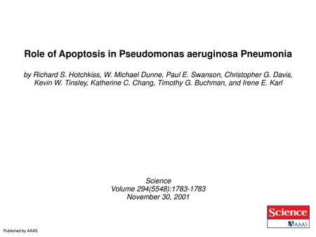 Role of Apoptosis in Pseudomonas aeruginosa Pneumonia