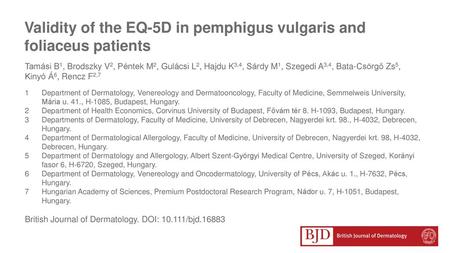 Validity of the EQ-5D in pemphigus vulgaris and foliaceus patients