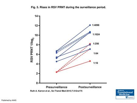 Fig. 5. Rises in RSV PRNT during the surveillance period.
