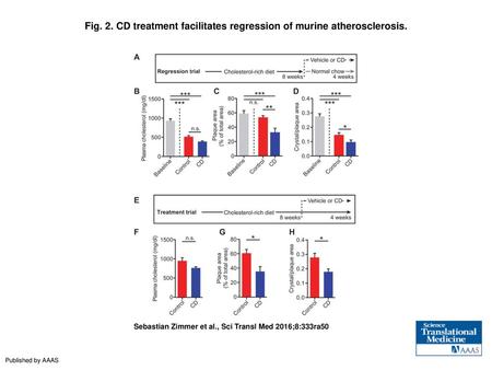 Fig. 2. CD treatment facilitates regression of murine atherosclerosis.