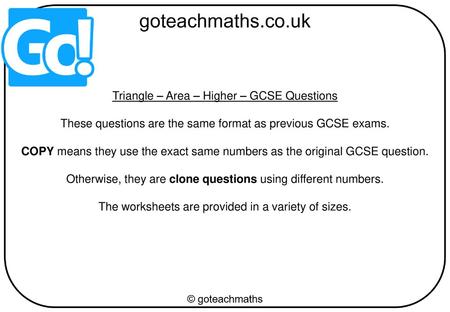 Triangle – Area – Higher – GCSE Questions