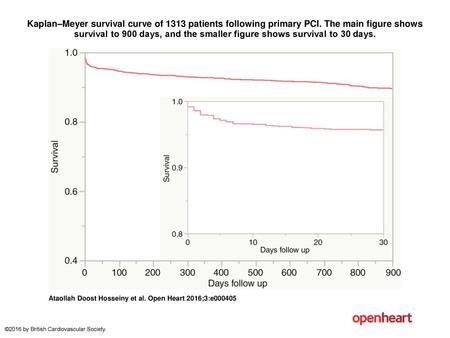 Kaplan–Meyer survival curve of 1313 patients following primary PCI