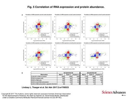 Fig. 5 Correlation of RNA expression and protein abundance.