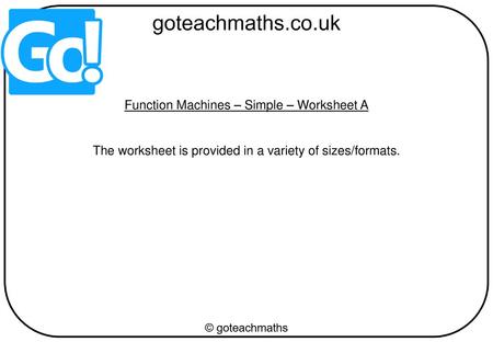 Function Machines – Simple – Worksheet A