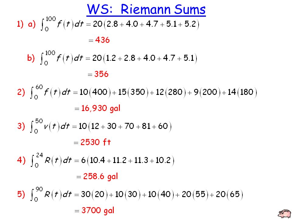 WS: Riemann Sums. TEST TOPICS: Area and Definite Integration Find area  under a curve by the limit definition. Given a picture, set up an integral  to calculate. - ppt download