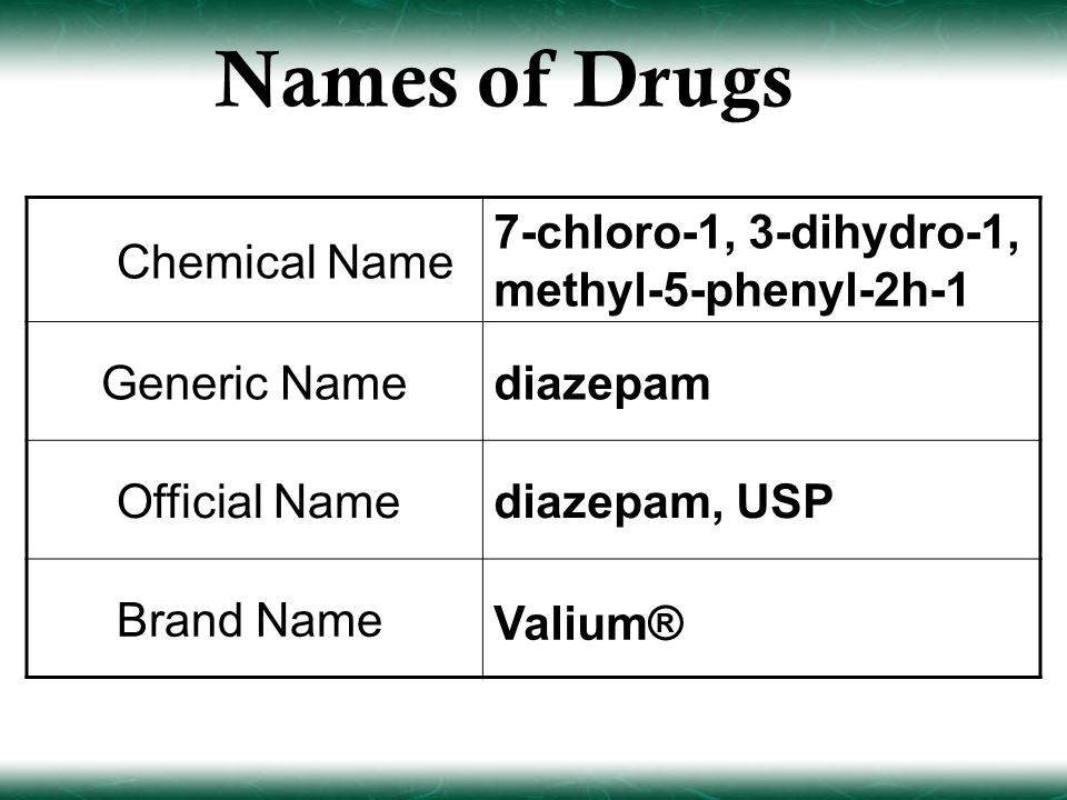 Generic brand of diazepam