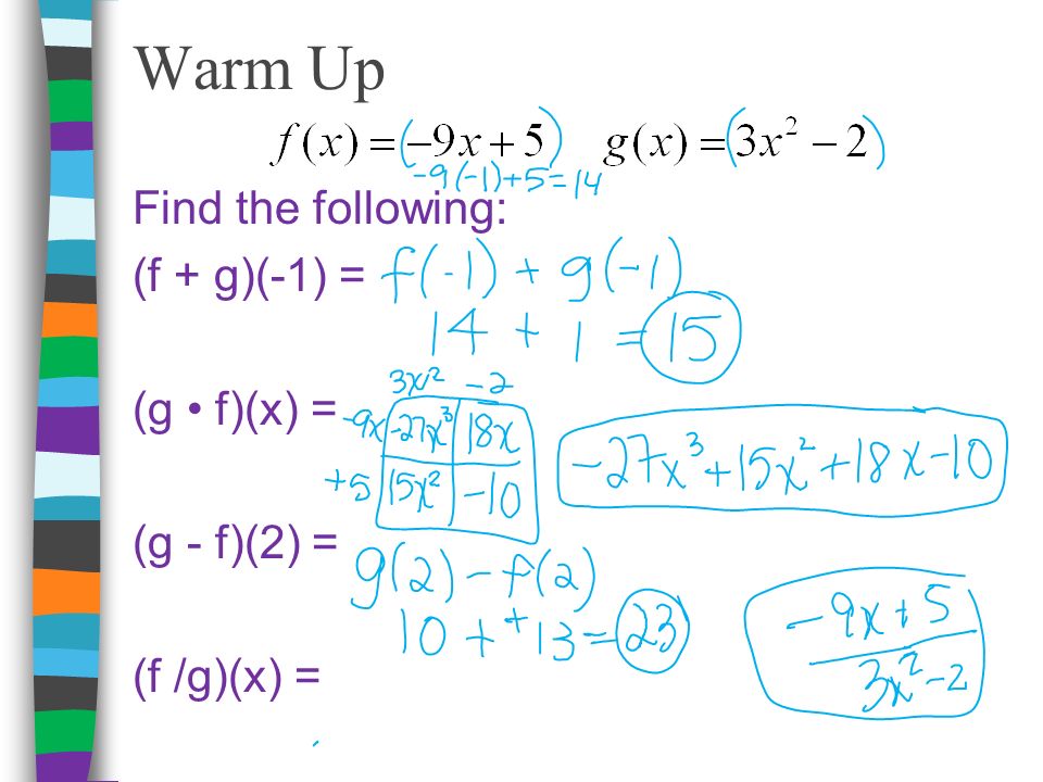 Warm Up Find The Following F G 1 G F X G F 2 F G X Ppt Download Warm Up Find The Following F G 1 G F X G F 2 F G X Ppt Download
