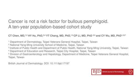 Cancer is not a risk factor for bullous pemphigoid