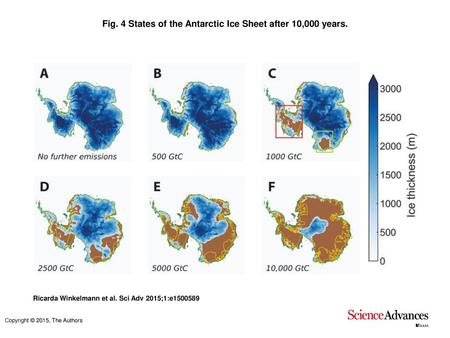 Fig. 4 States of the Antarctic Ice Sheet after 10,000 years.