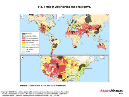 Fig. 1 Map of water stress and shale plays.