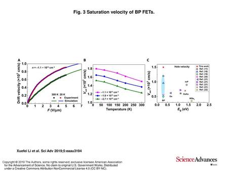 Fig. 3 Saturation velocity of BP FETs.