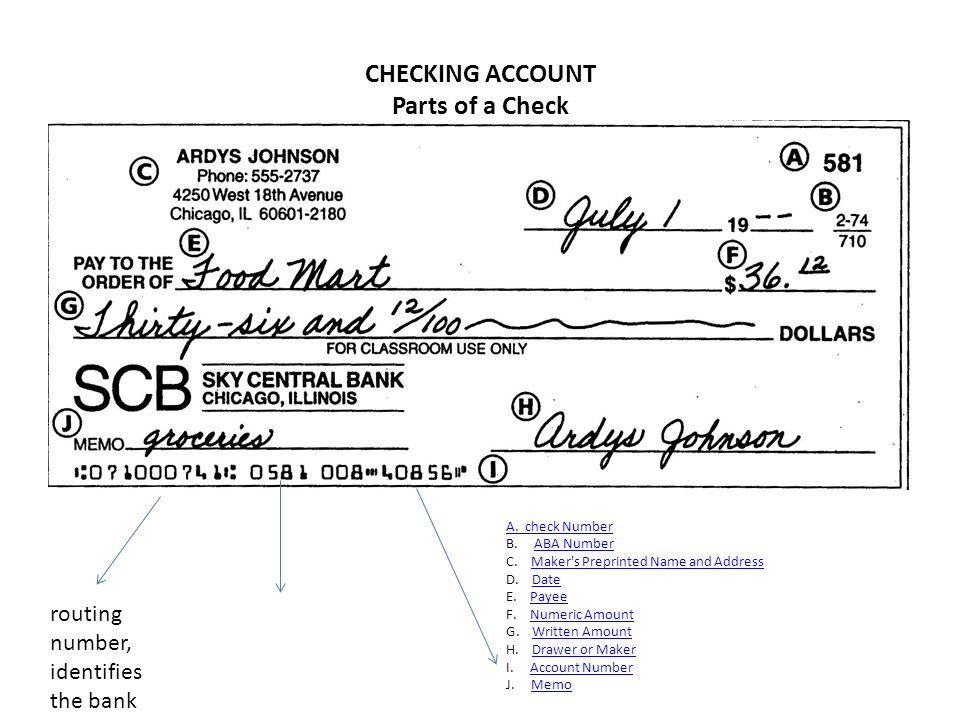 components of a check