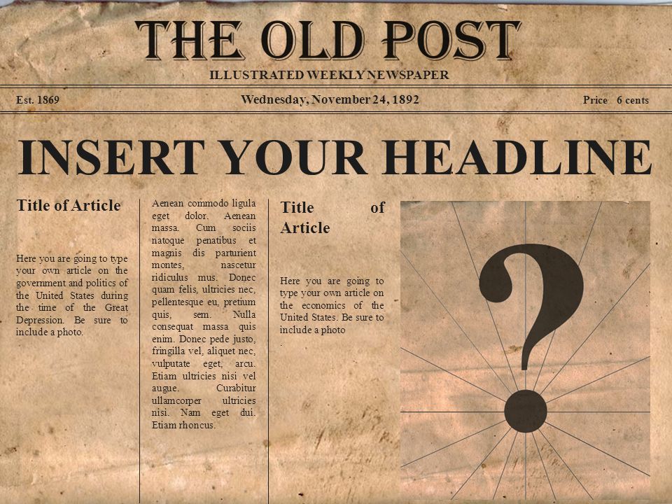 Wednesday November 24 12 Est Price 6 Cents Insert Your Headline Title Of Article Here You Are Going To Type Your Own Article On The Government Ppt Download Wednesday November 24 12 Est Price 6 Cents Insert Your Headline Title Of Article Here You Are Going To Type Your Own Article On The Government Ppt Download