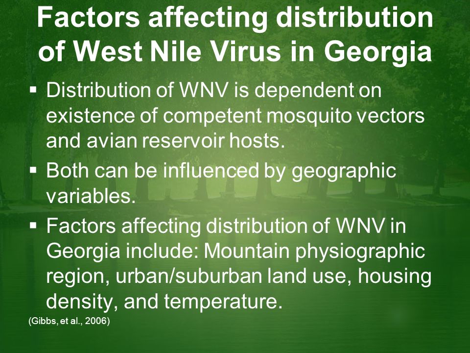 Factors affecting distribution of West Nile Virus in Georgia