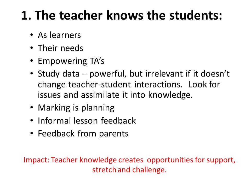 1. The teacher knows the students: