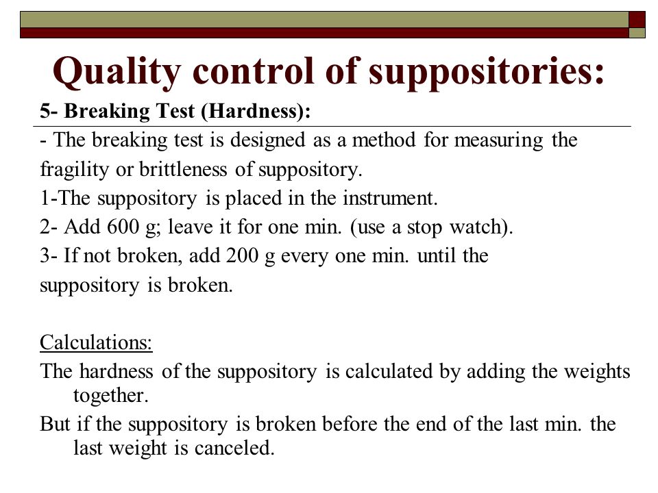 Quality control of suppositories: