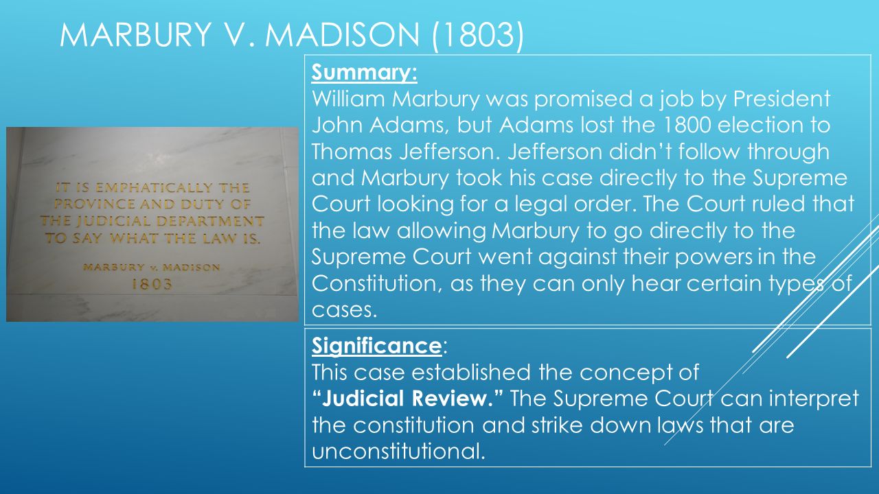 marbury v madison 1803 summary