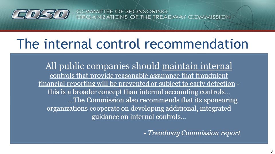 The internal control recommendation