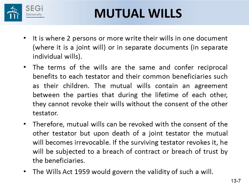 MUTUAL WILLS