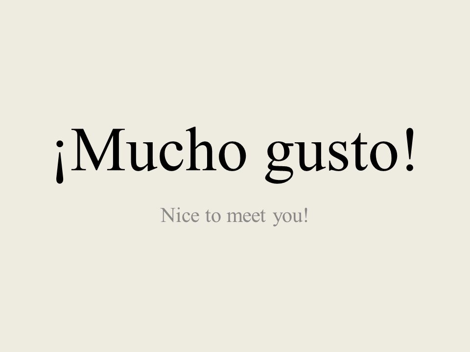 ¡Mucho gusto! Nice to meet you!