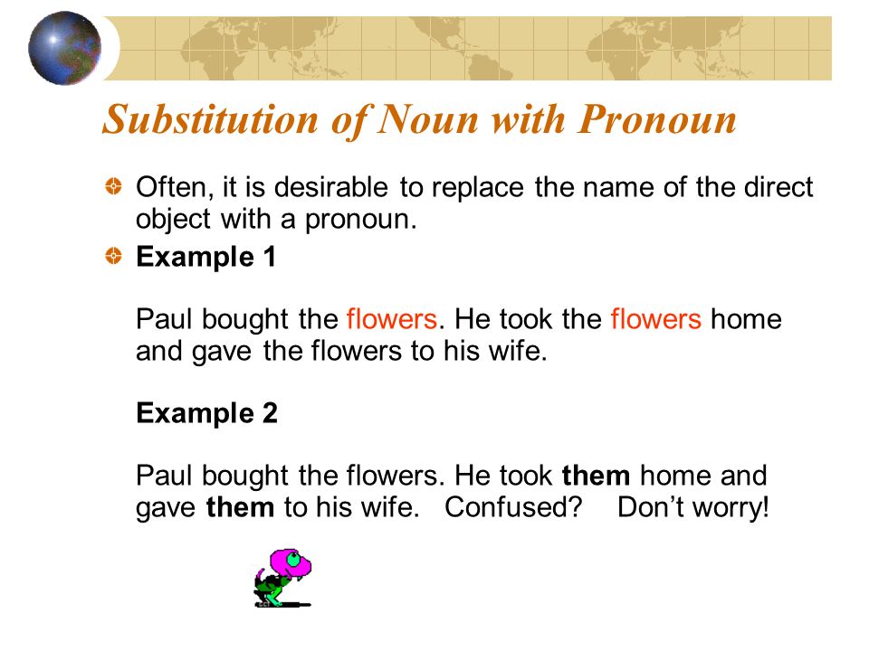 Substitution of Noun with Pronoun