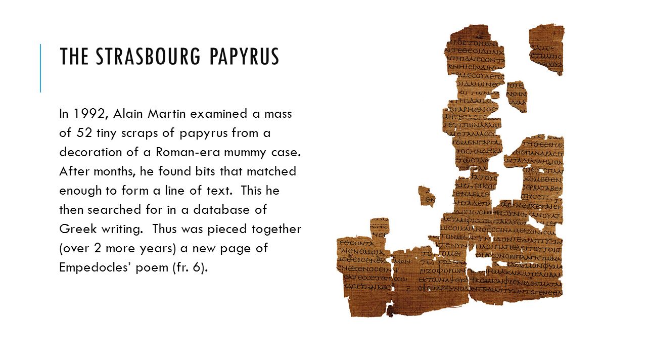 Empedocles' fragments found on papyrus