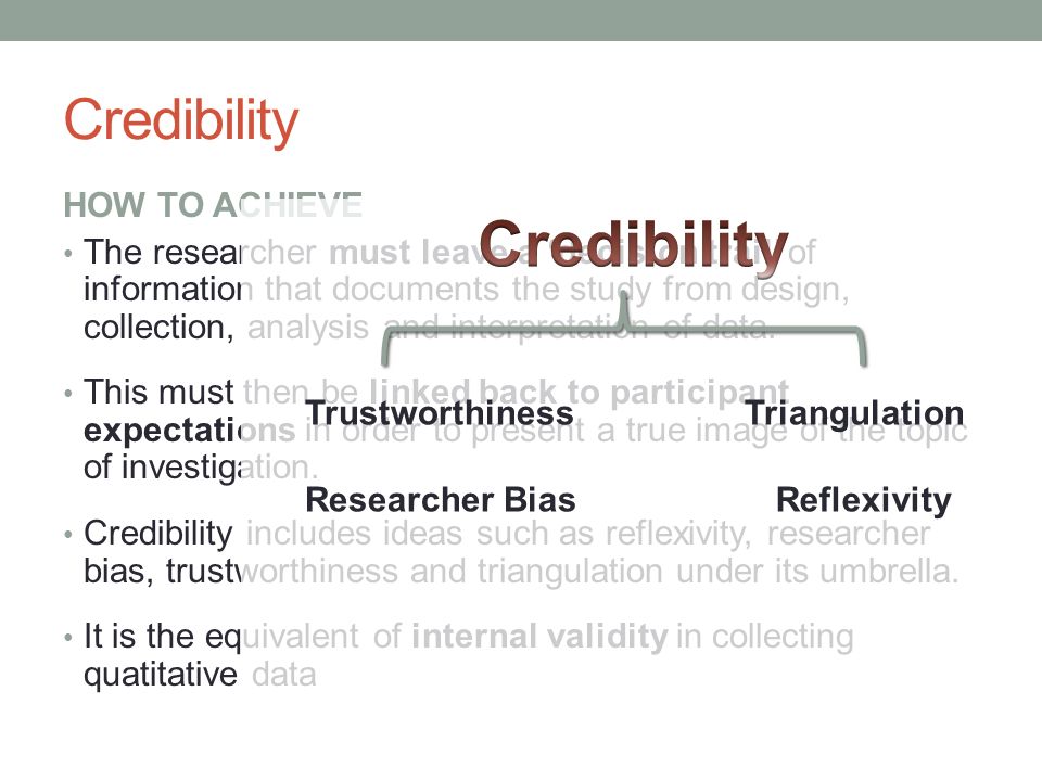 Credibility Credibility HOW TO ACHIEVE
