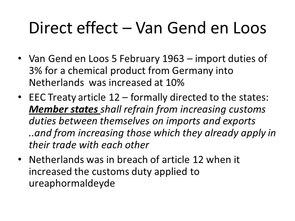 CASE LAW Van Gend en Loos case 26/62, - ppt download