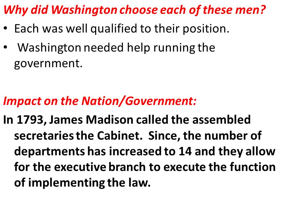 Washington Chooses A Cabinet Ppt Download