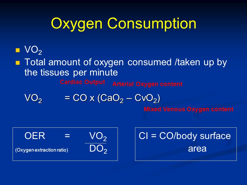 how to calculate oxygen consumption per hour