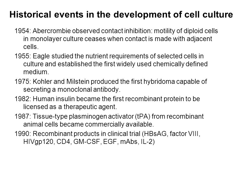 Historical events in the development of cell culture - ppt video online  download