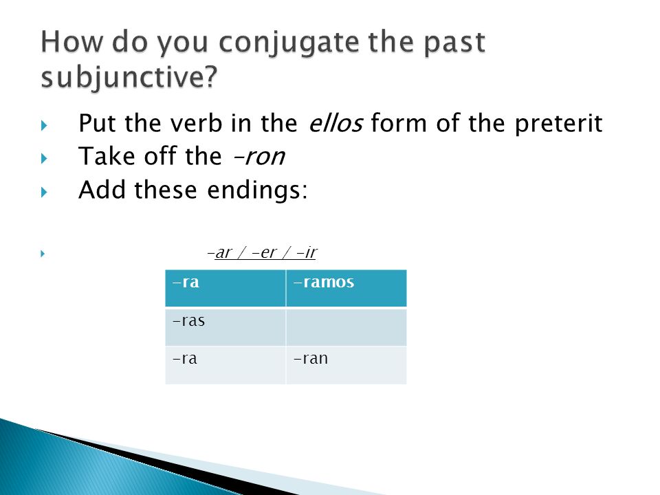 How do you conjugate the past subjunctive